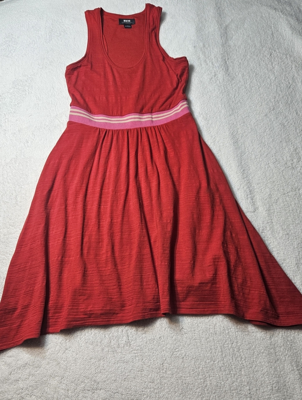 Maeve By Antropologie Lipari Dress Tank  with Pink Striped Waistband